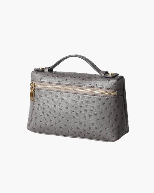 Bianca Ostrich Pattern Vegan Leather Cosmetic Bag with Zip
