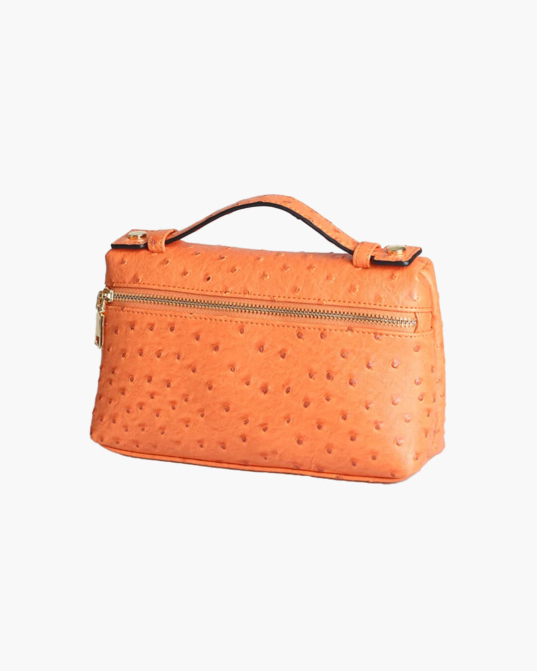 Bianca Ostrich Pattern Vegan Leather Cosmetic Bag with Zip