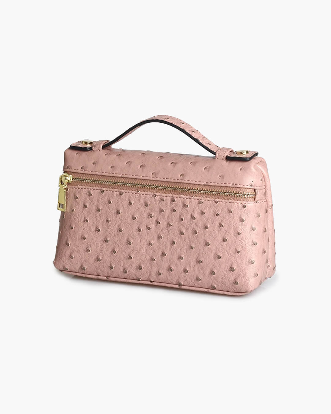 Bianca Ostrich Pattern Vegan Leather Cosmetic Bag with Zip