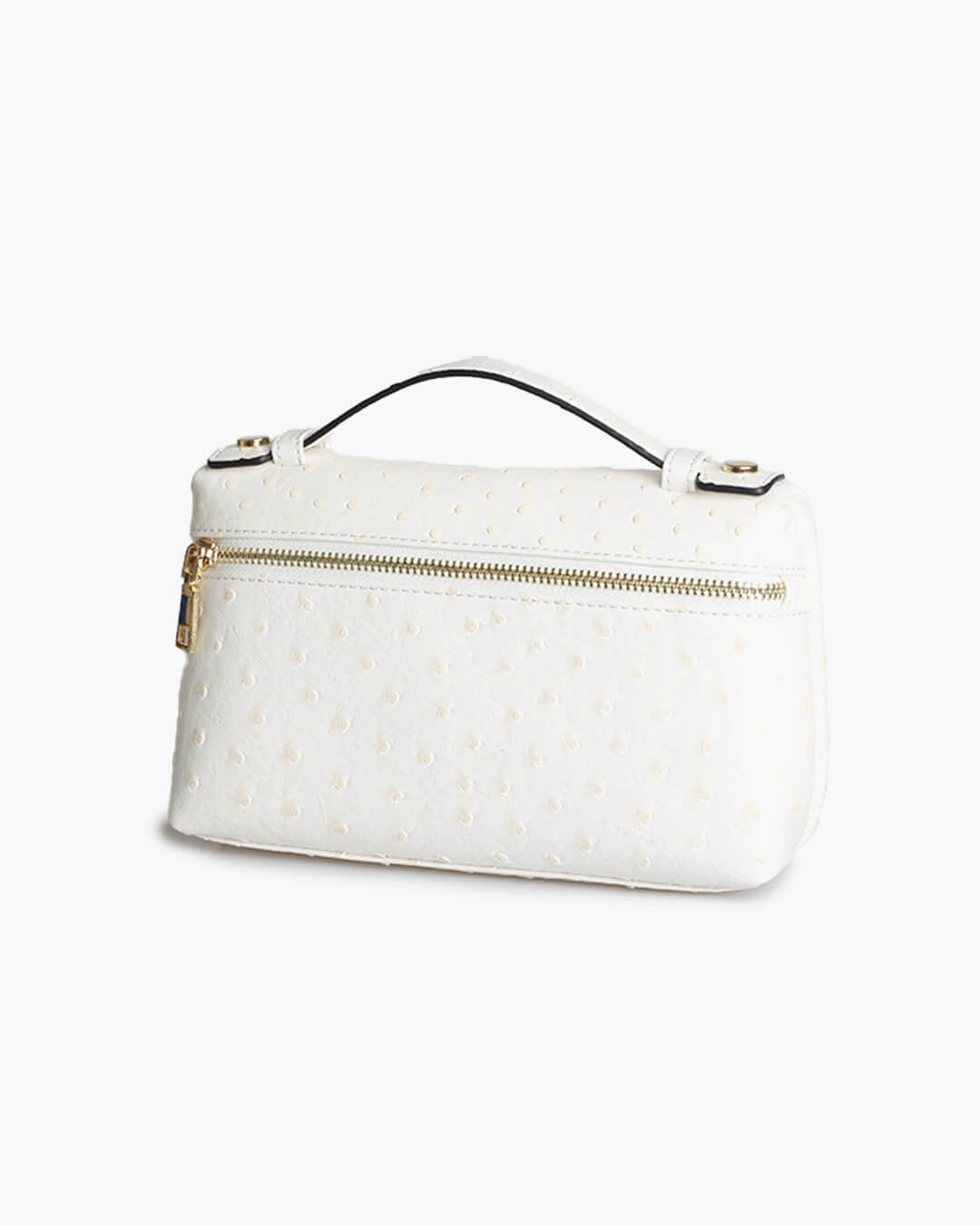 Bianca Ostrich Pattern Vegan Leather Cosmetic Bag with Zip