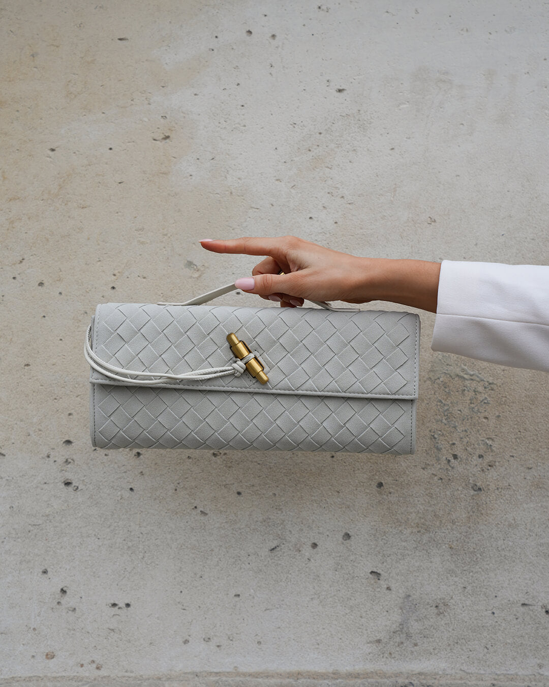 Bianca Faux Suede Bag with Golden Tie Knot Detail
