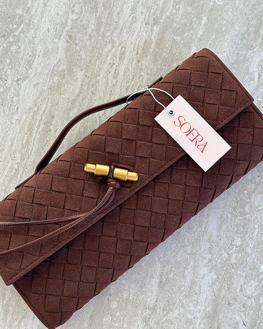 Bianca Faux Suede Bag with Golden Tie Knot Detail