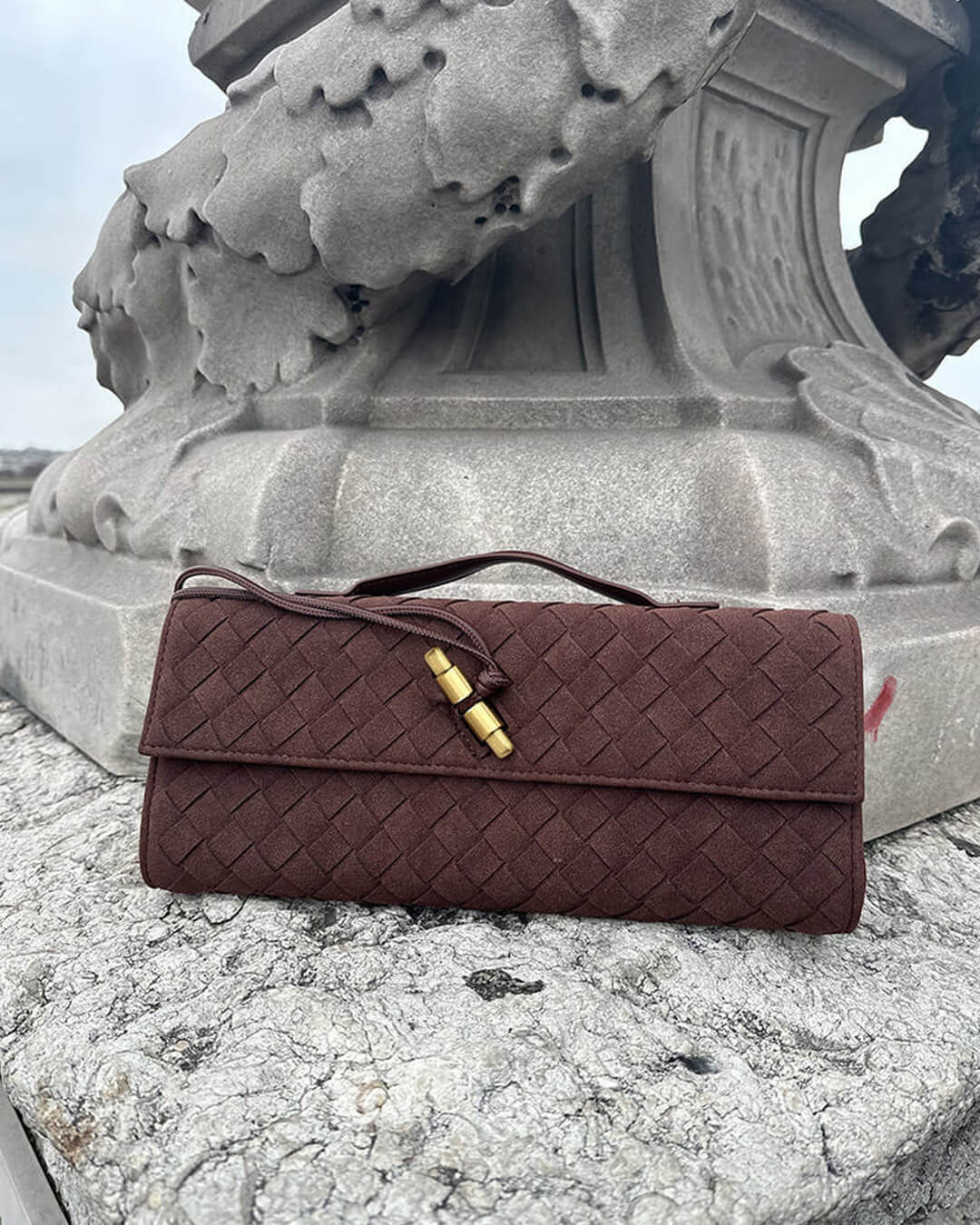 Bianca Faux Suede Bag with Golden Tie Knot Detail