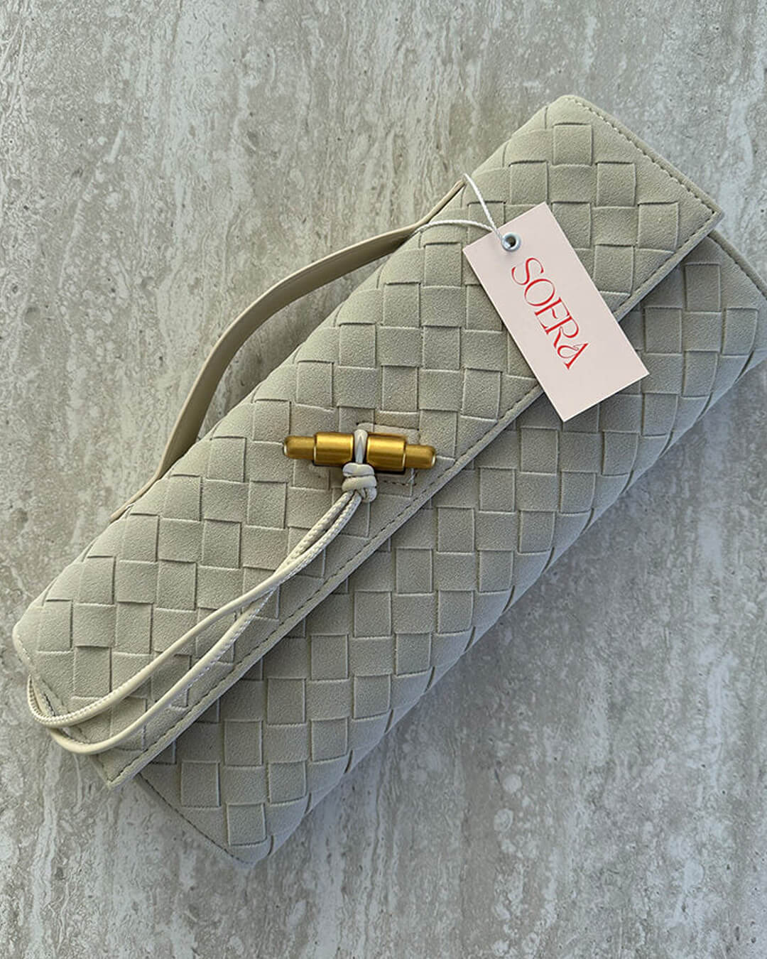 Bianca Faux Suede Bag with Golden Tie Knot Detail – view 8