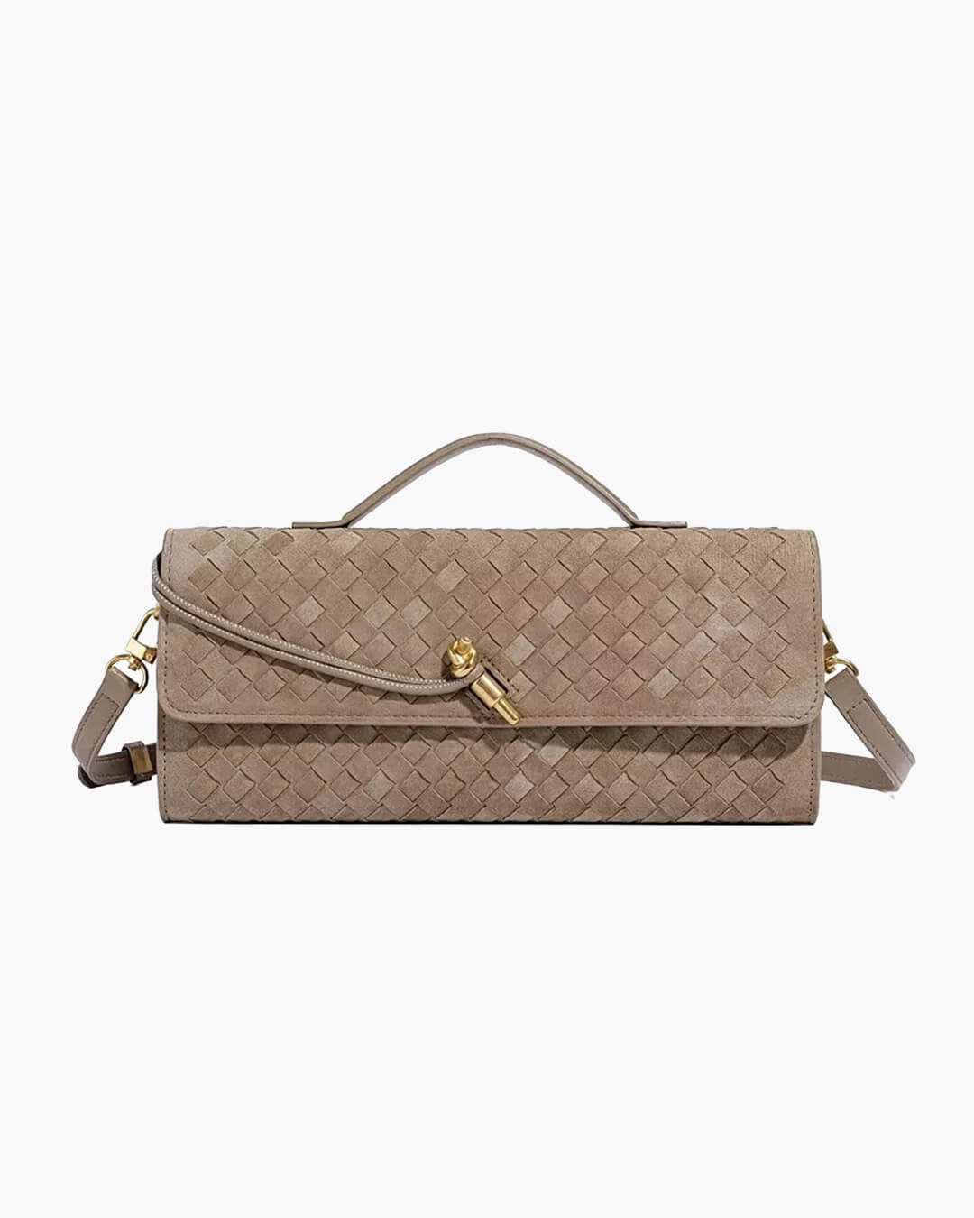 Bianca Faux Suede Bag with Golden Tie Knot Detail