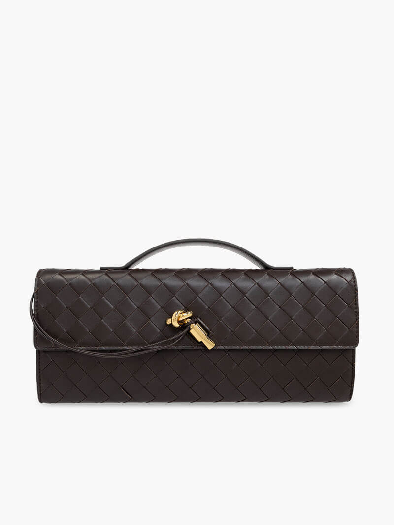 Bianca Woven Vegan Leather Knot Handbag with Gold-Tone Toggle