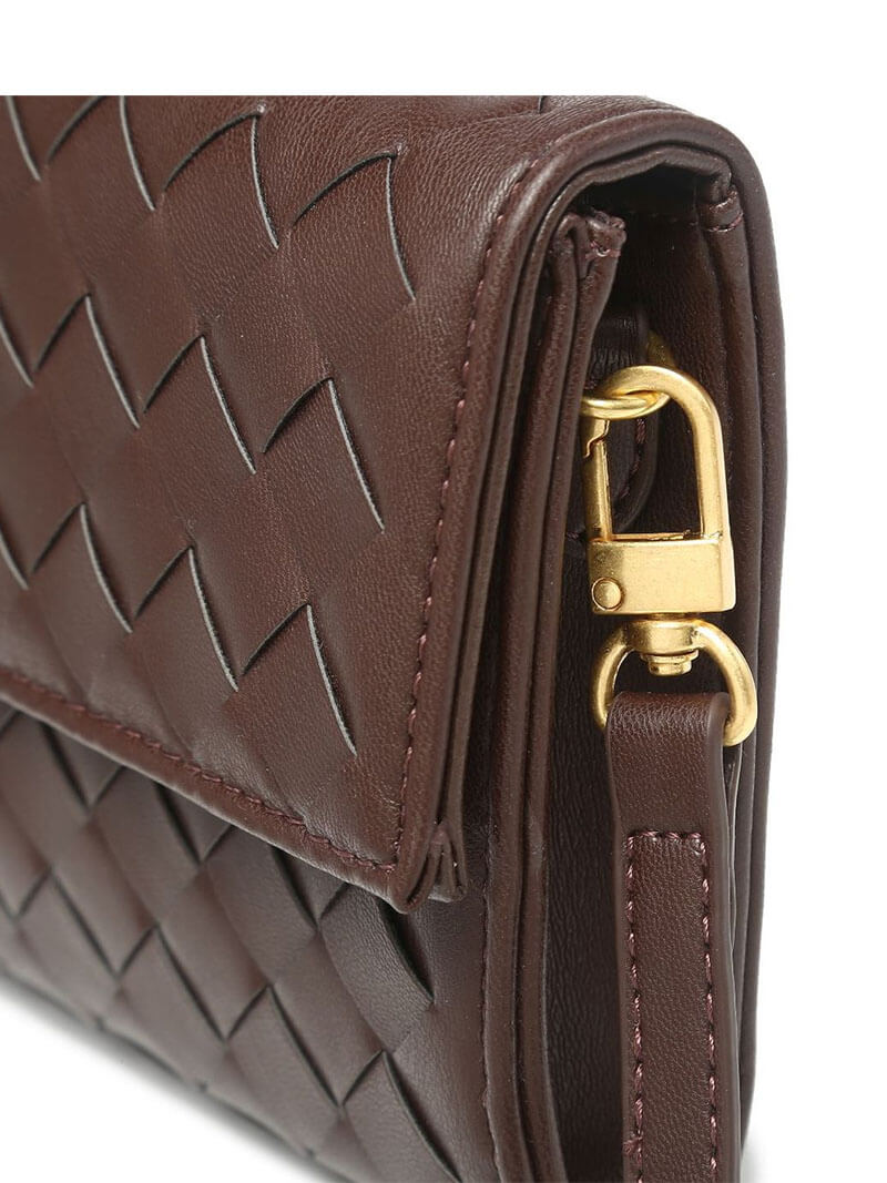 Bianca Woven Vegan Leather Knot Handbag with Gold-Tone Toggle
