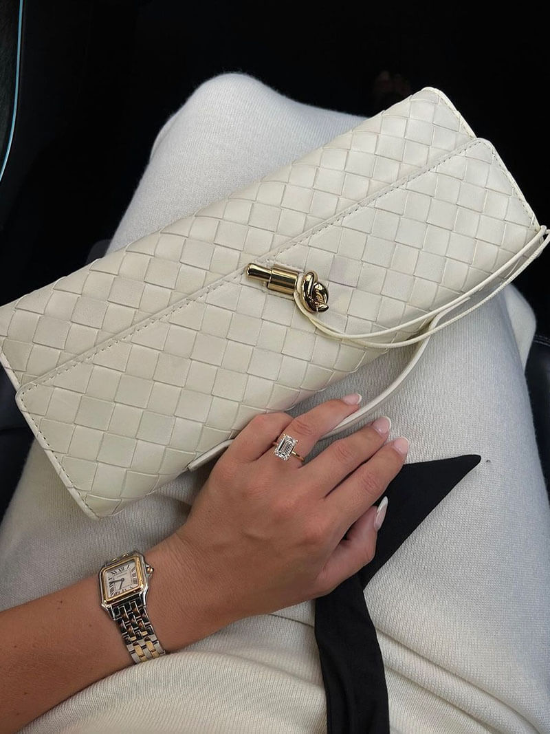 Bianca Woven Vegan Leather Knot Handbag with Gold-Tone Toggle