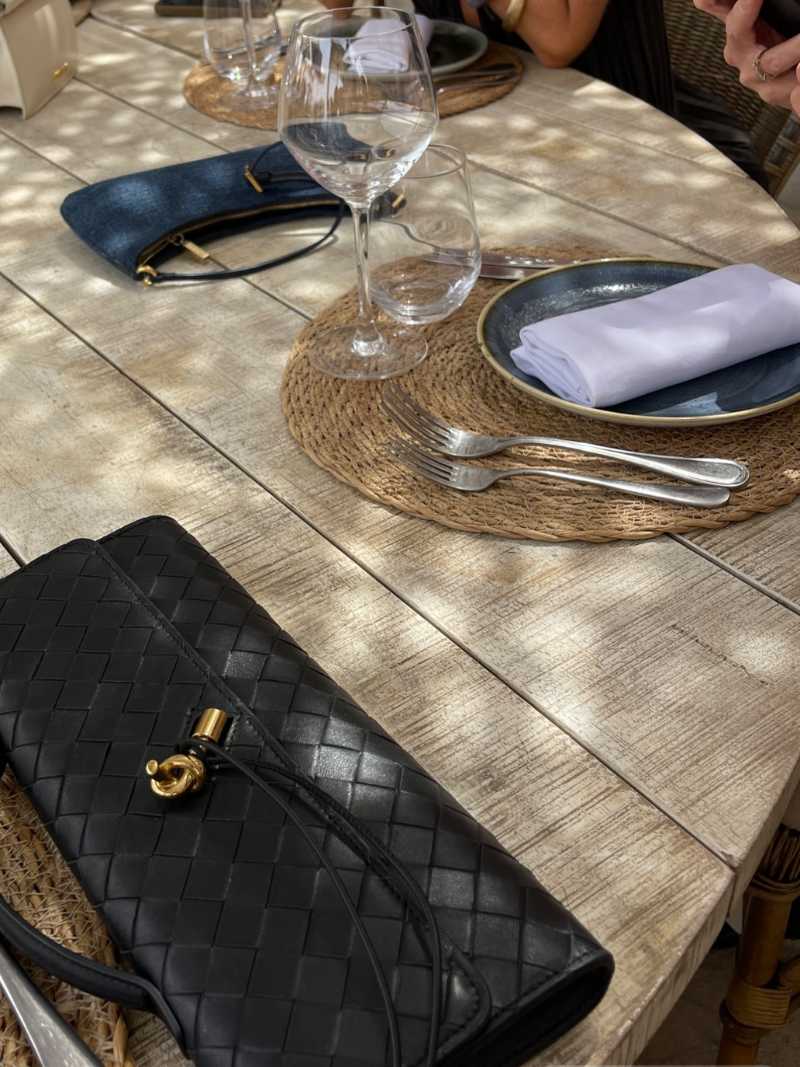 Bianca Woven Vegan Leather Knot Handbag with Gold-Tone Toggle
