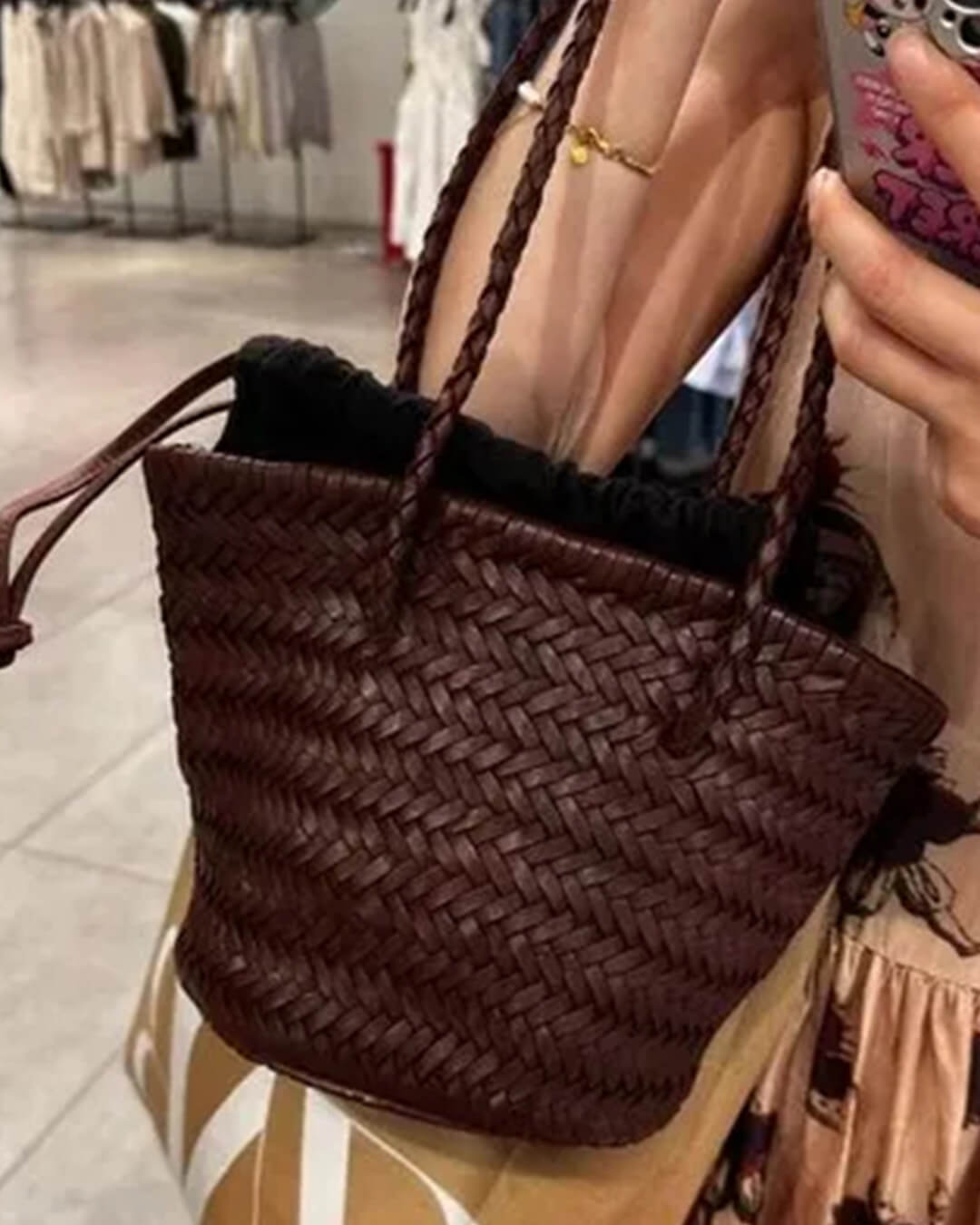 Blair Braided Vegan Leather Bucket Shoulder Bag – view 5