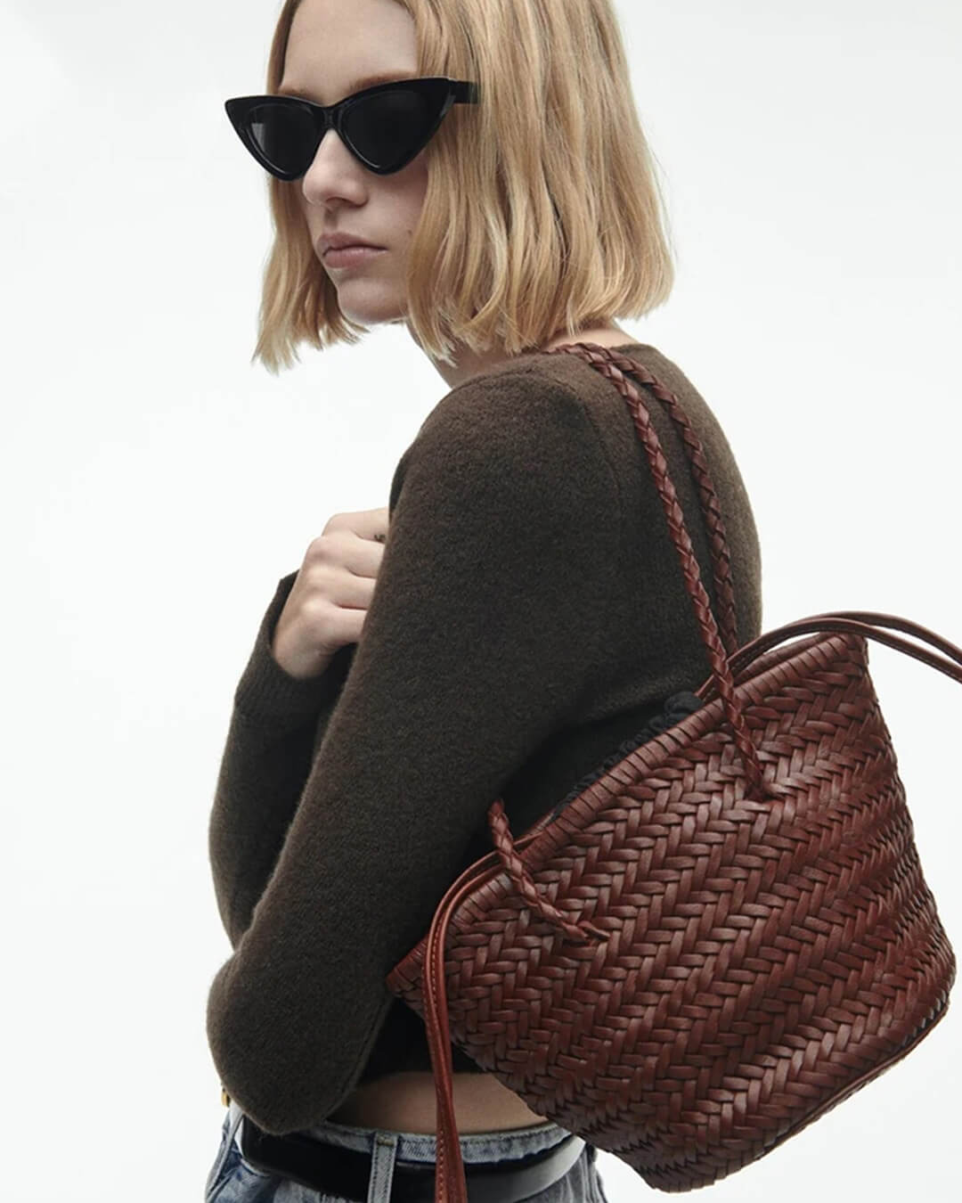 Blair Braided Vegan Leather Bucket Shoulder Bag – view 3