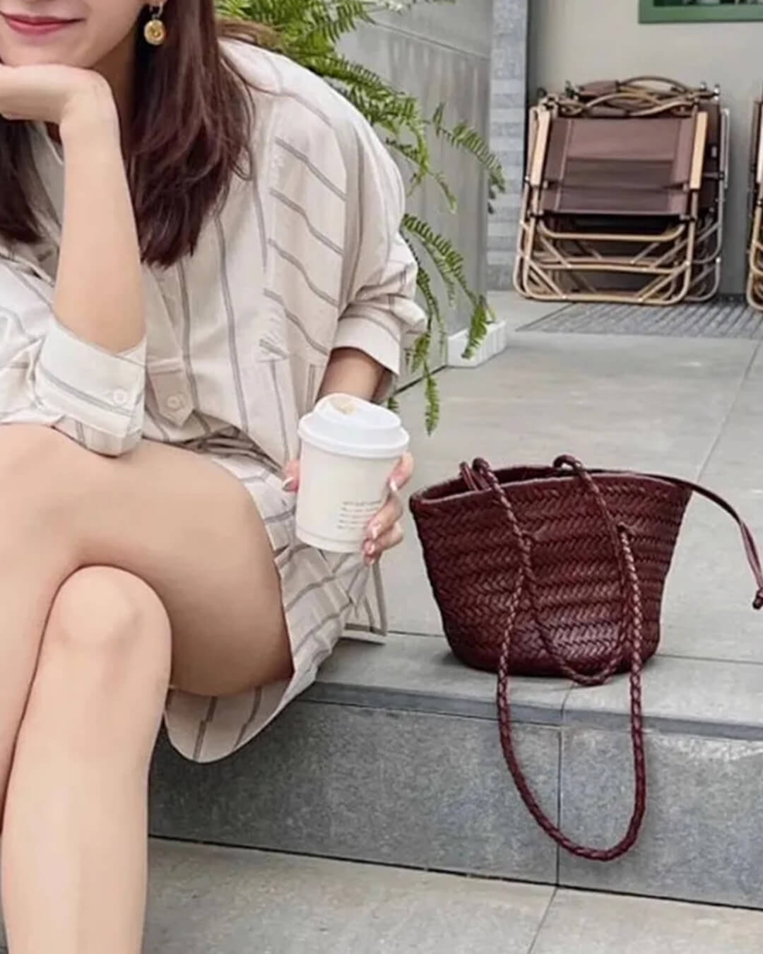 Blair Braided Vegan Leather Bucket Shoulder Bag – view 4