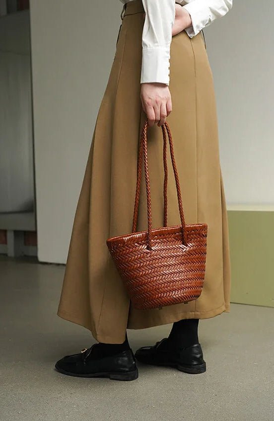 Blair Braided Vegan Leather Bucket Shoulder Bag – view 11