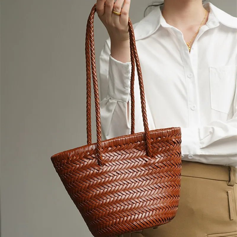 Blair Braided Vegan Leather Bucket Shoulder Bag – view 12