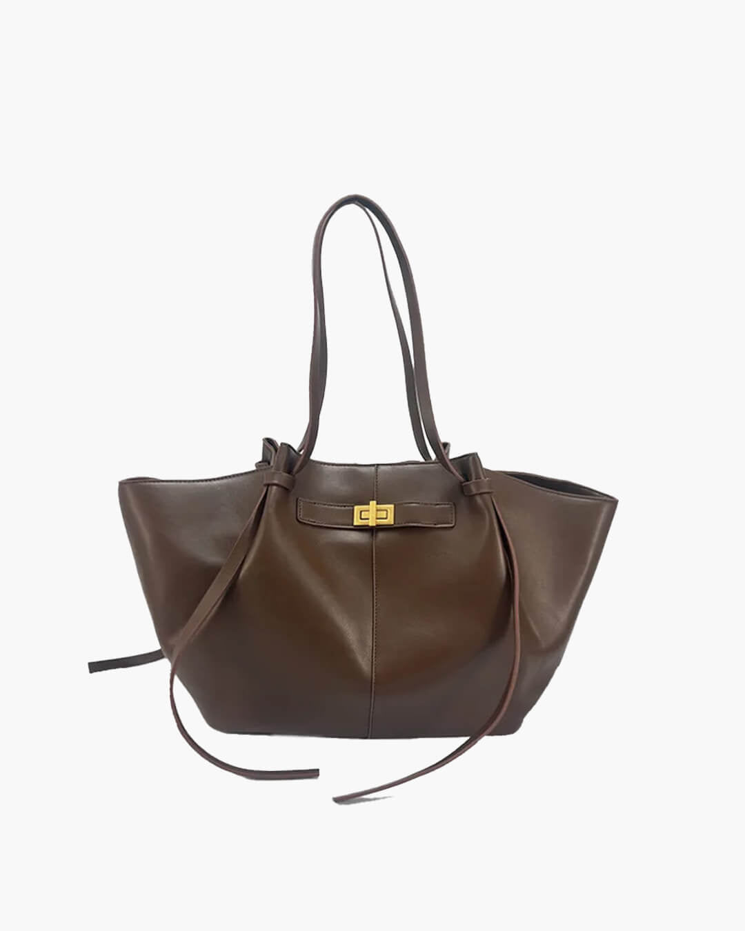 Brianna Trapeze PU Leather Shoulder Tote with Metal Lock