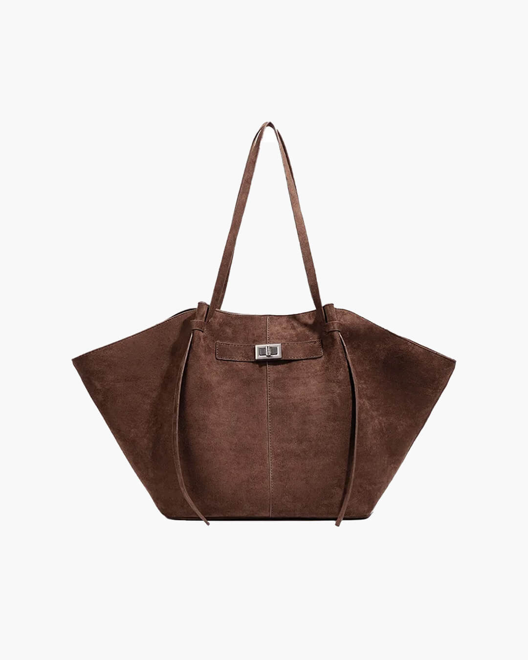 Brianna Trapeze PU Leather Shoulder Tote with Metal Lock