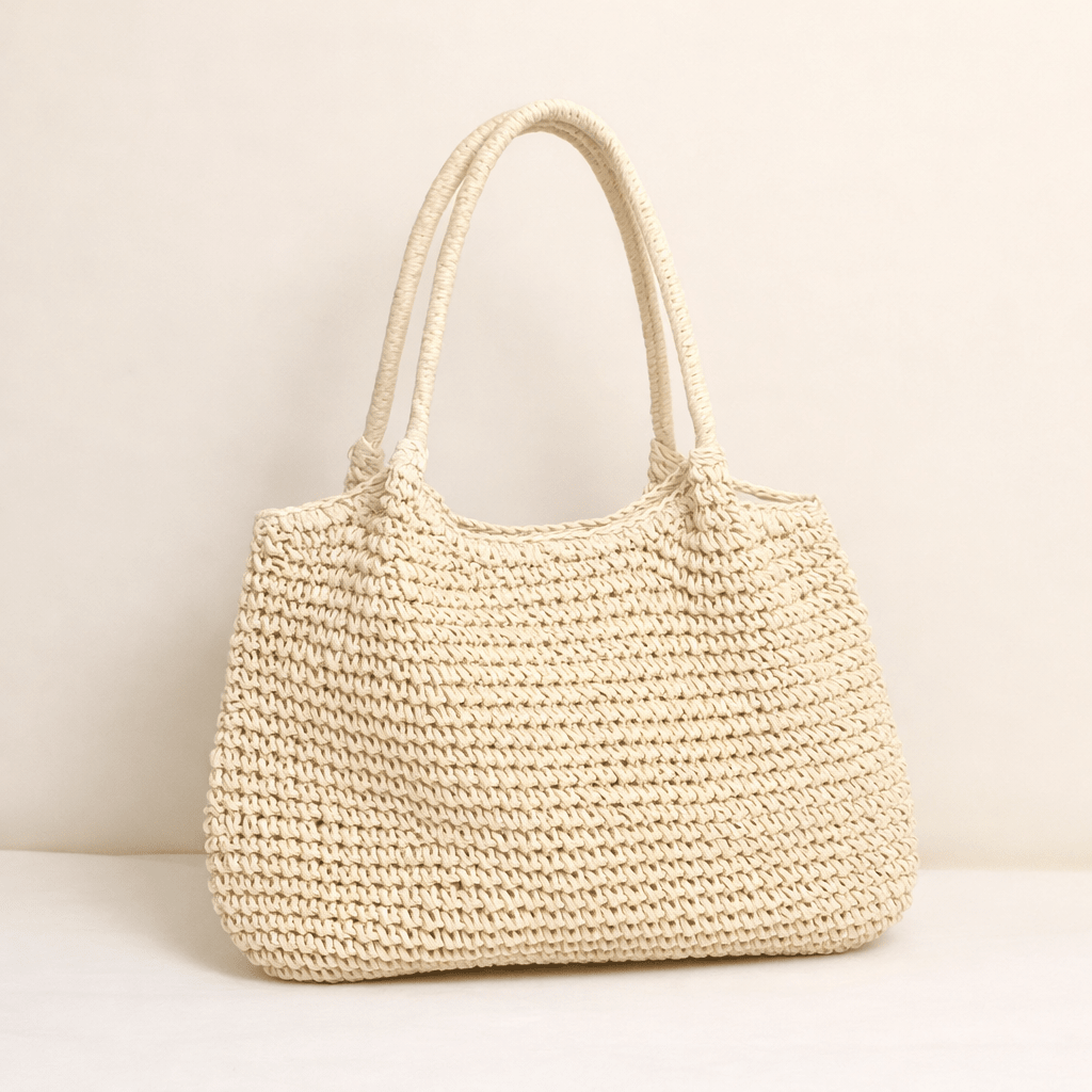 Brielle Woven Straw Square Beach Tote with Shoulder Straps