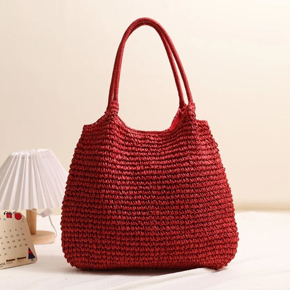 Brielle Woven Straw Square Beach Tote with Shoulder Straps – view 4
