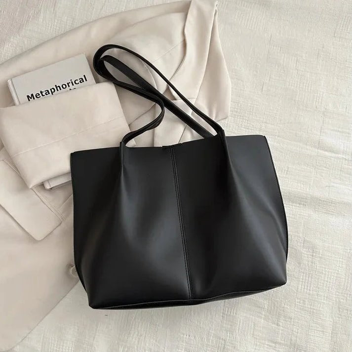 Calista Retro Soft Faux Leather Open Top Tote Bag – view 9