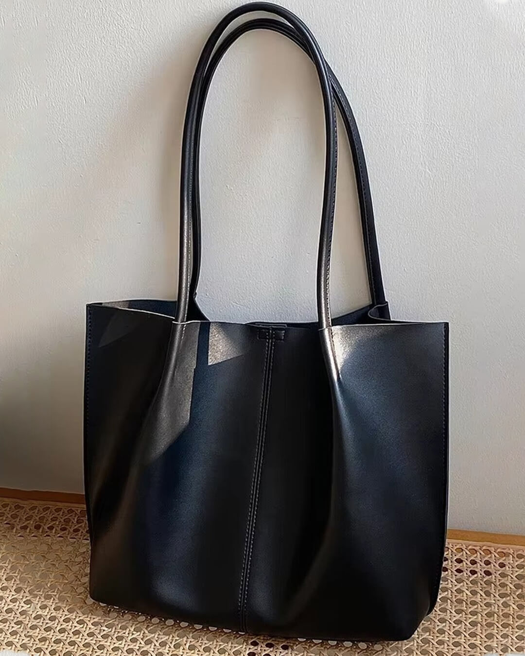 Calista Retro Soft Faux Leather Open Top Tote Bag – view 3