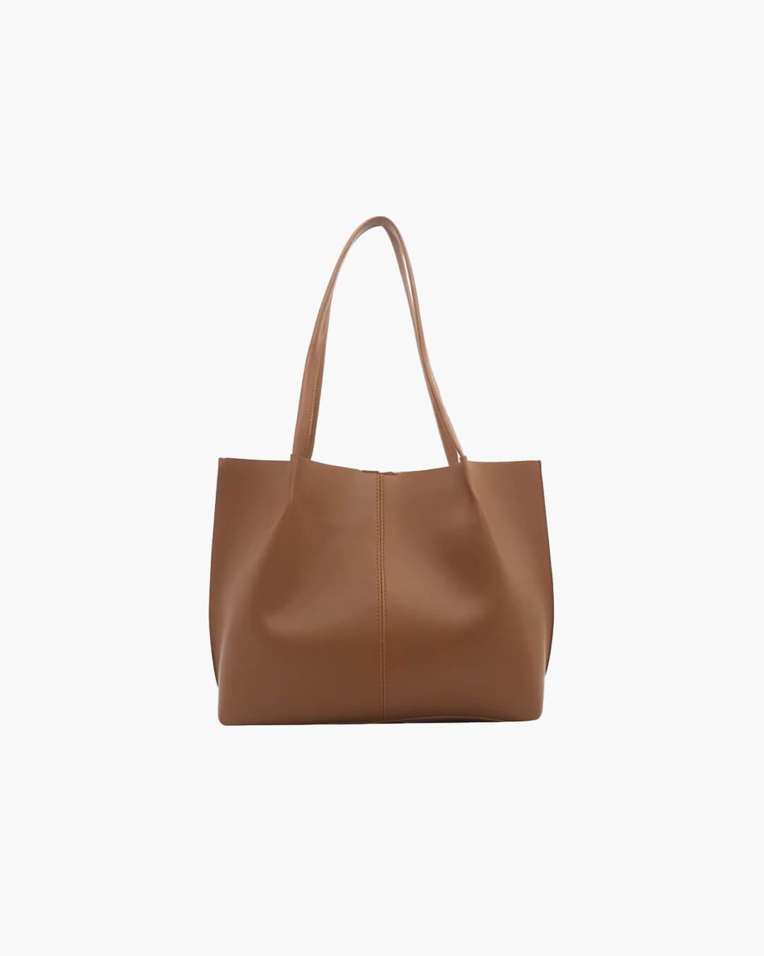 Calista Retro Soft Faux Leather Open Top Tote Bag