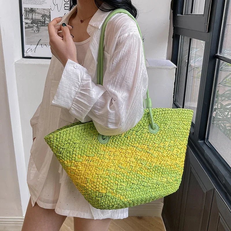 Camille French-Inspired Hand-Woven Raffia Tote Bag – view 4