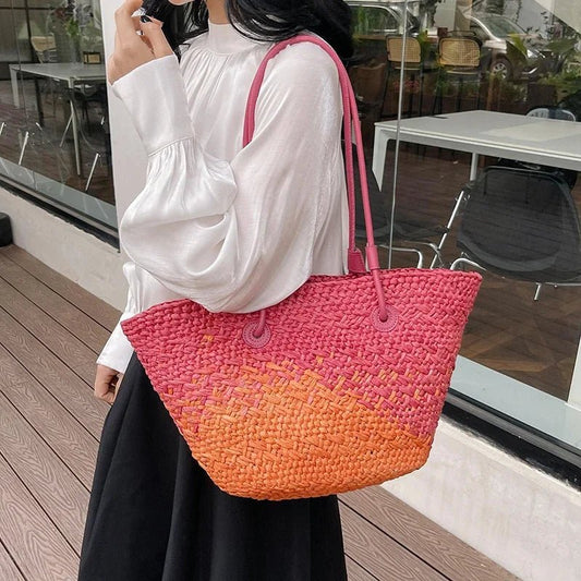 Camille French-Inspired Hand-Woven Raffia Tote Bag – view 2