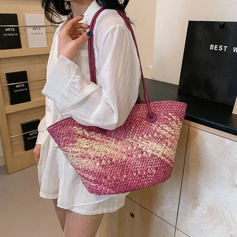 Camille French-Inspired Hand-Woven Raffia Tote Bag – view 3