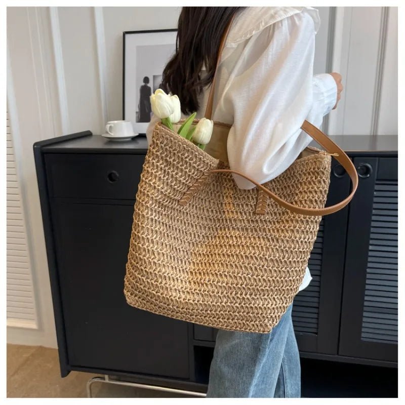 Celeste Hand-Woven Natural Straw Bohemian Beach Tote – view 4