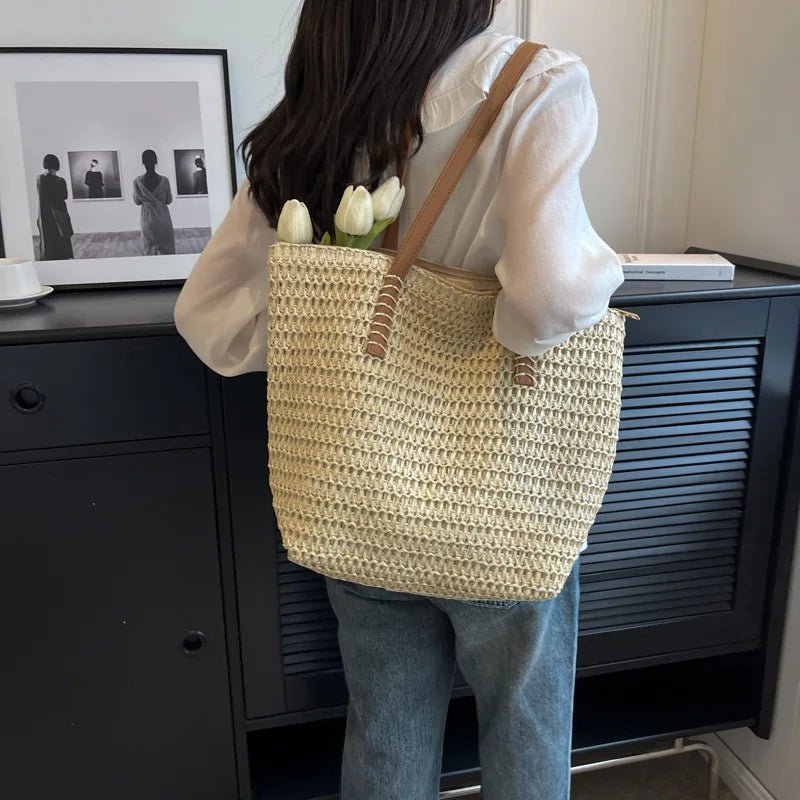 Celeste Hand-Woven Natural Straw Bohemian Beach Tote – view 2