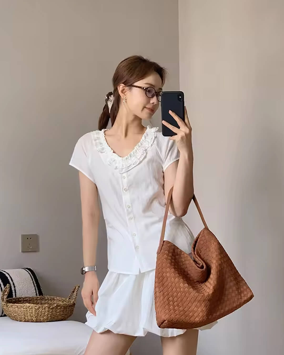Marceline Structured Faux Suede Open-Top Tote Bag