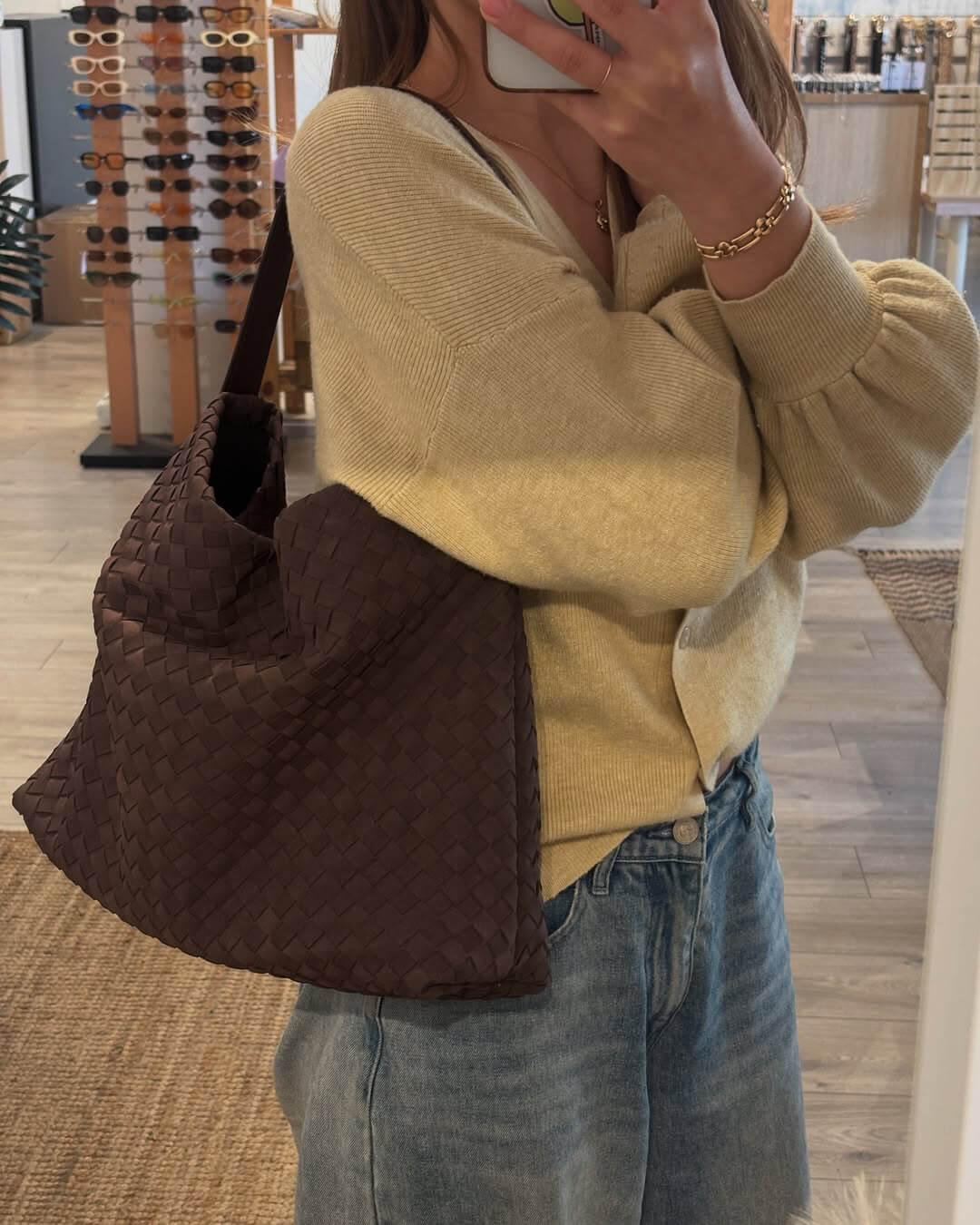 Marceline Structured Faux Suede Open-Top Tote Bag – view 3