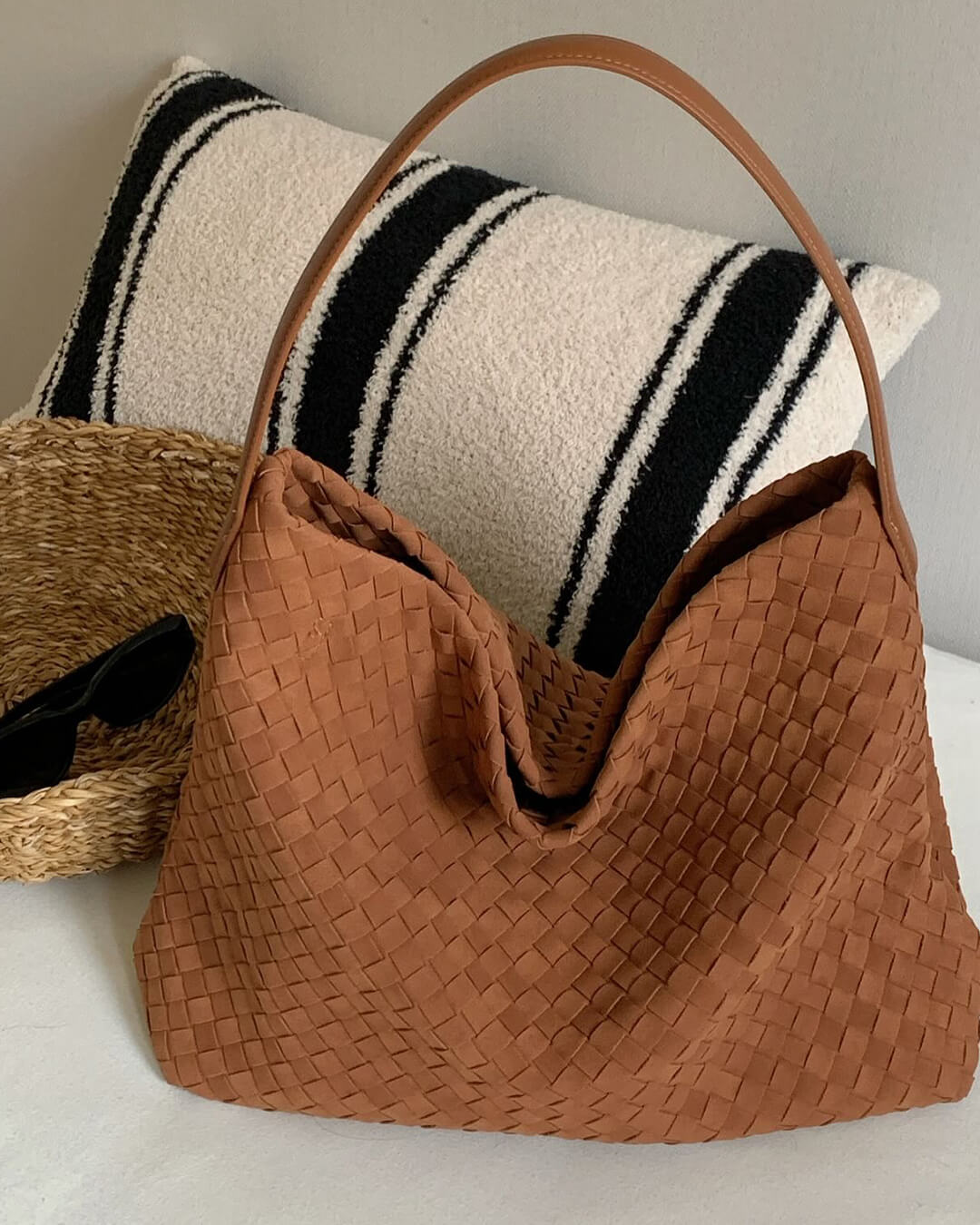 Marceline Structured Faux Suede Open-Top Tote Bag