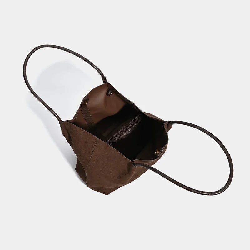 Cheska Retro Faux Suede Tote Bag with Matching Pouch