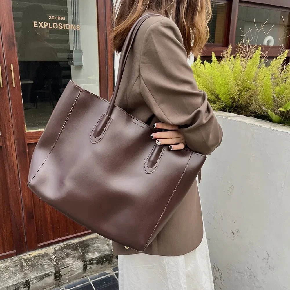 Cindy Structured PU Leather Tote Bag with Zip Closure