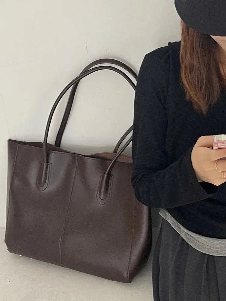 Cindy Structured PU Leather Tote Bag with Zip Closure