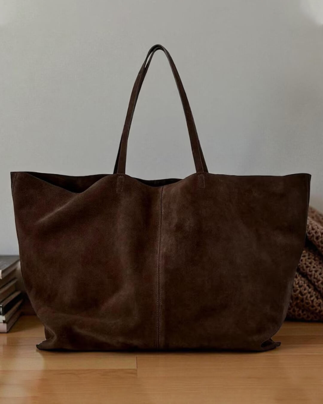 Cynthia Large Faux Suede Tote Bag with Shoulder Straps