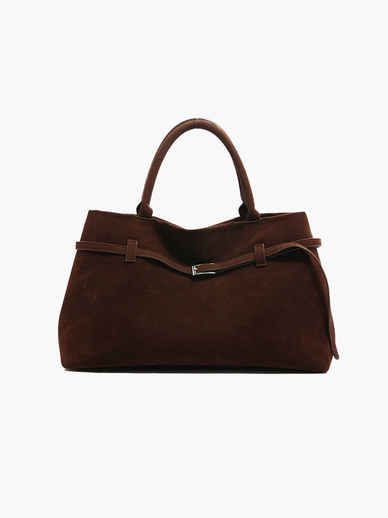 Dalila Spacious Structured Faux Suede Shoulder Bag