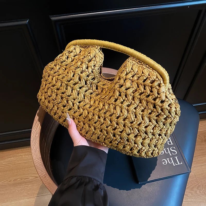 Bianca Natural Woven Rattan Tote with Shoulder Straps