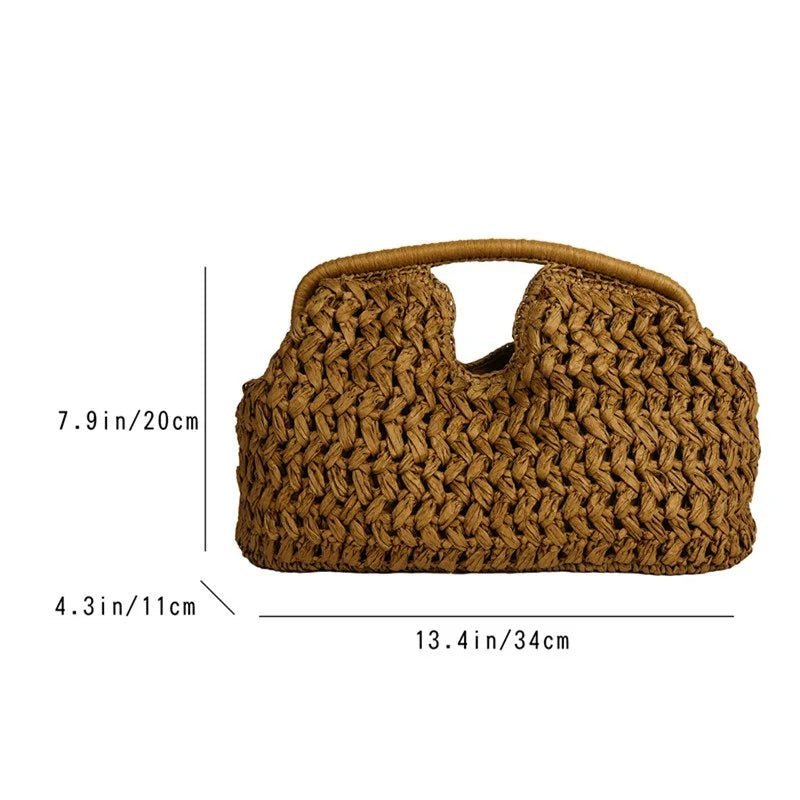 Bianca Natural Woven Rattan Tote with Shoulder Straps