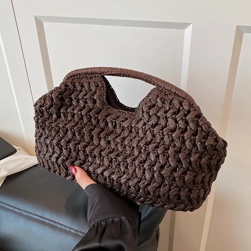 Bianca Natural Woven Rattan Tote with Shoulder Straps