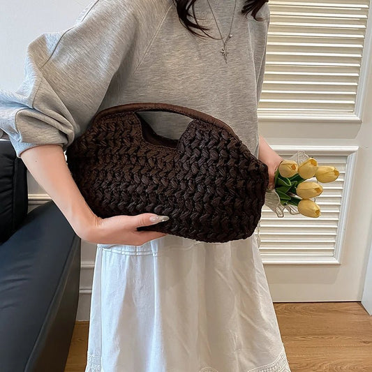 Bianca Natural Woven Rattan Tote with Shoulder Straps