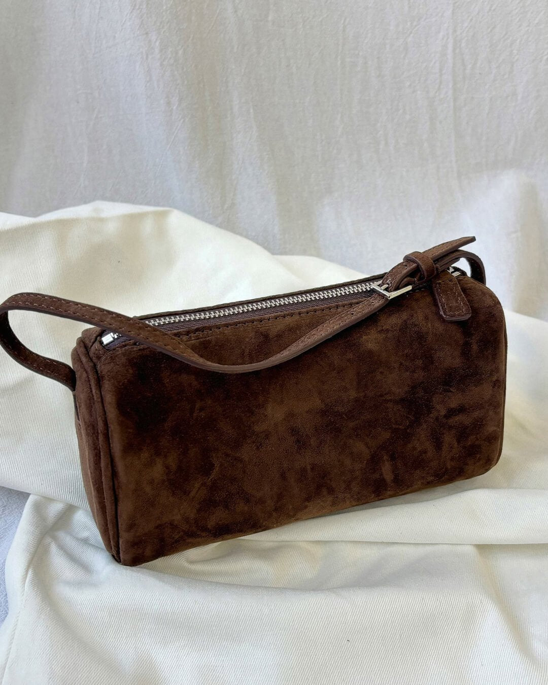 Danika Faux Suede Trapezoid Mini Bag with Top Handle – view 14
