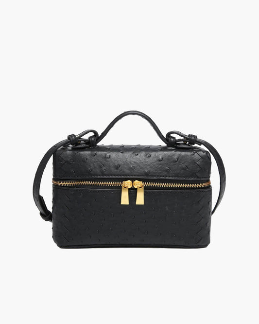 Delphine Ostrich-Effect Vegan Leather Box Bag – Green