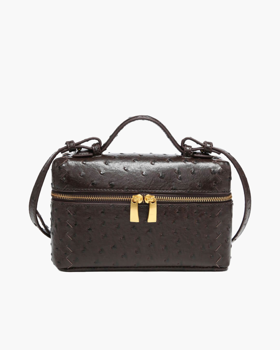 Delphine Ostrich-Effect Vegan Leather Box Bag – Green – view 6