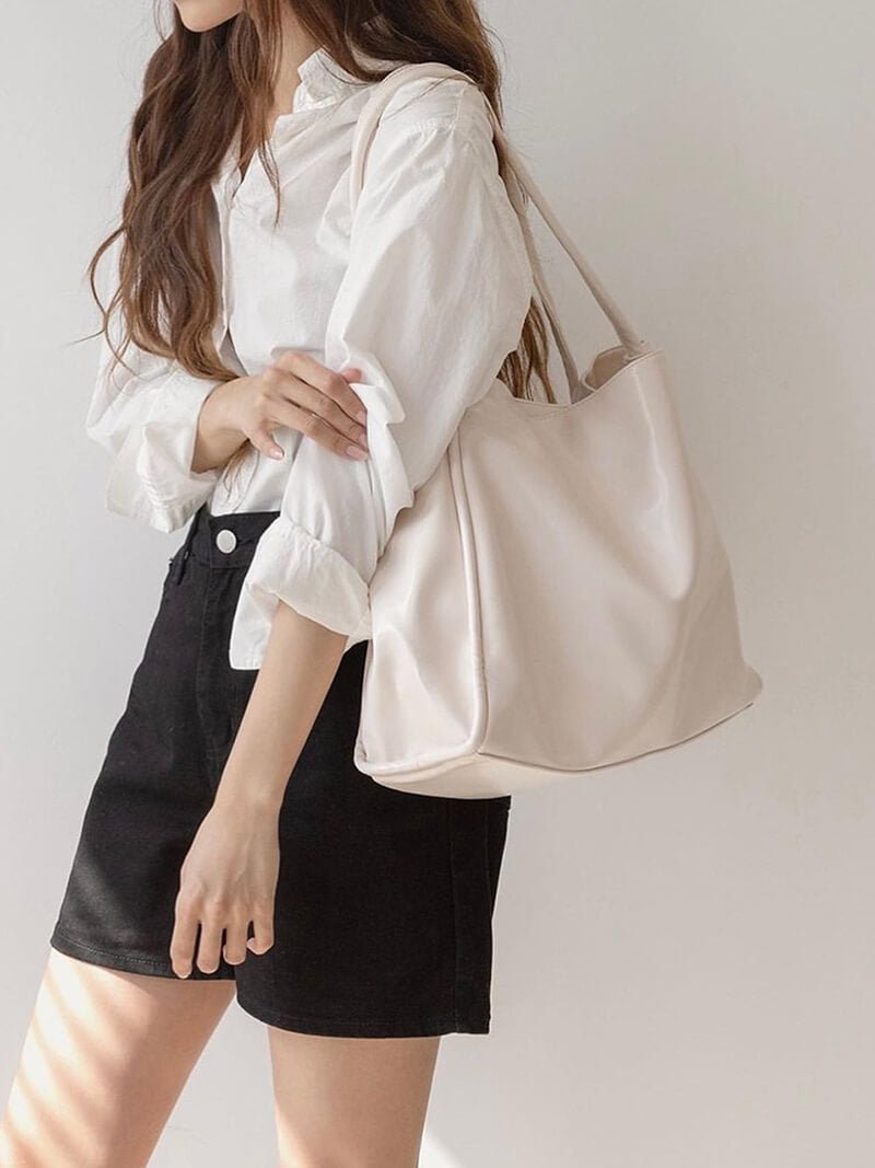 Iva Structured PU Shopper Tote Bag with Comfortable Handles