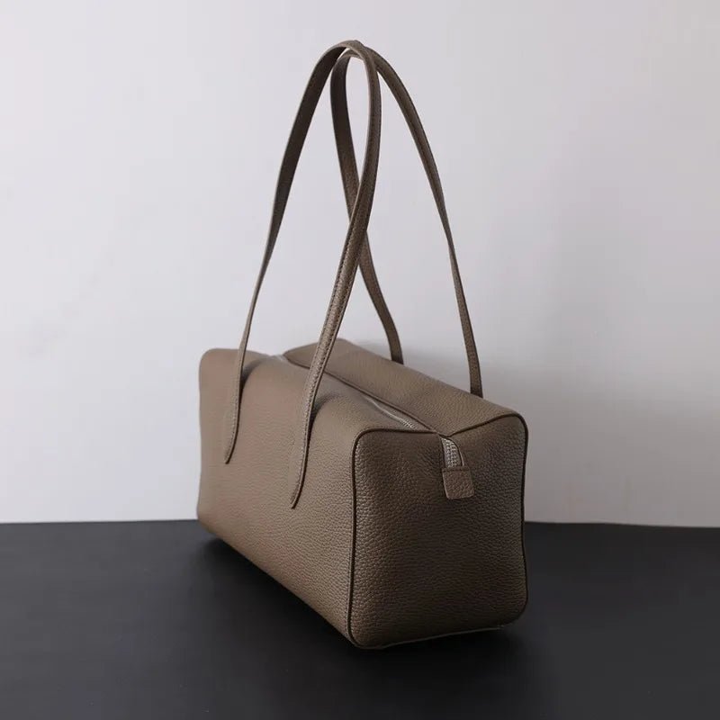 Elena Vegan Leather Bowling Shoulder Bag with Faux Suede Lining – view 8