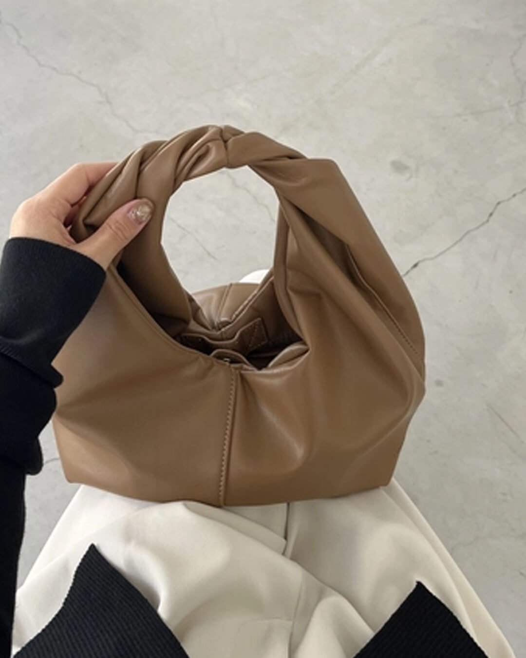 Gelyn Twist Detail Square Vegan Leather Clutch Bag