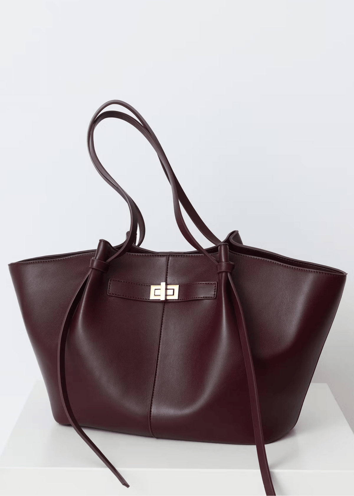 Gerda Winged Vegan Leather Shopper Tote with Turn-Lock – view 17