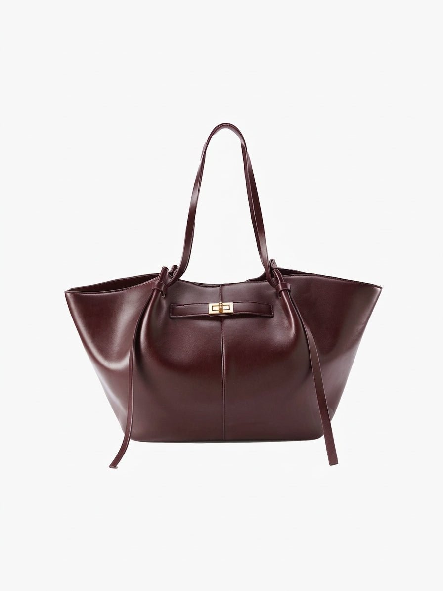 Gerda Winged Vegan Leather Shopper Tote with Turn-Lock – view 16